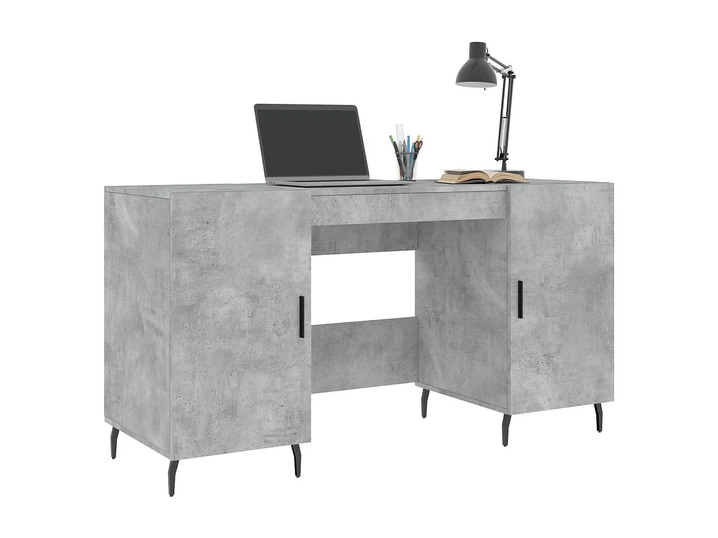 Bureau gris béton 140x50x75 cm bois d'ingénierie WVGQ5229