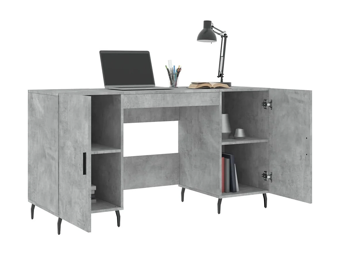 Bureau gris béton 140x50x75 cm bois d'ingénierie WVGQ5229