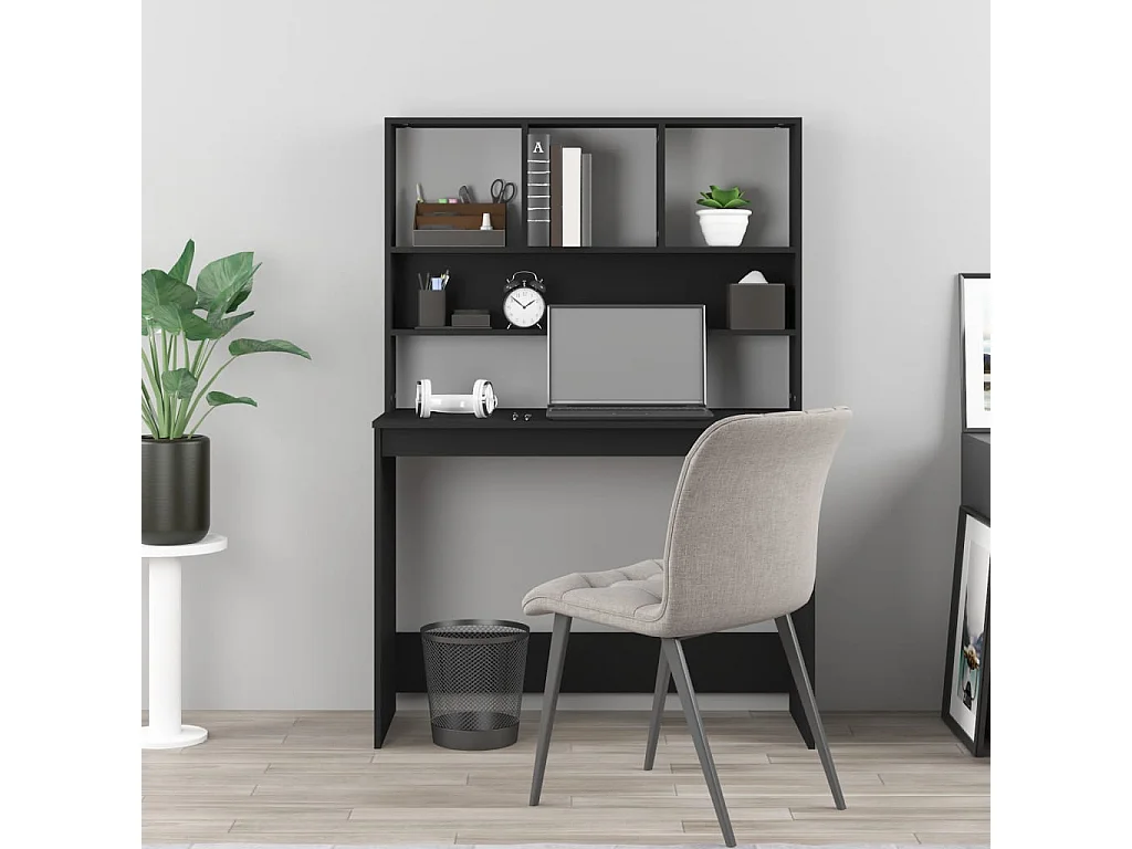 Escritorio con estantes madera contrachapada negro 102x45x148cm ES582911