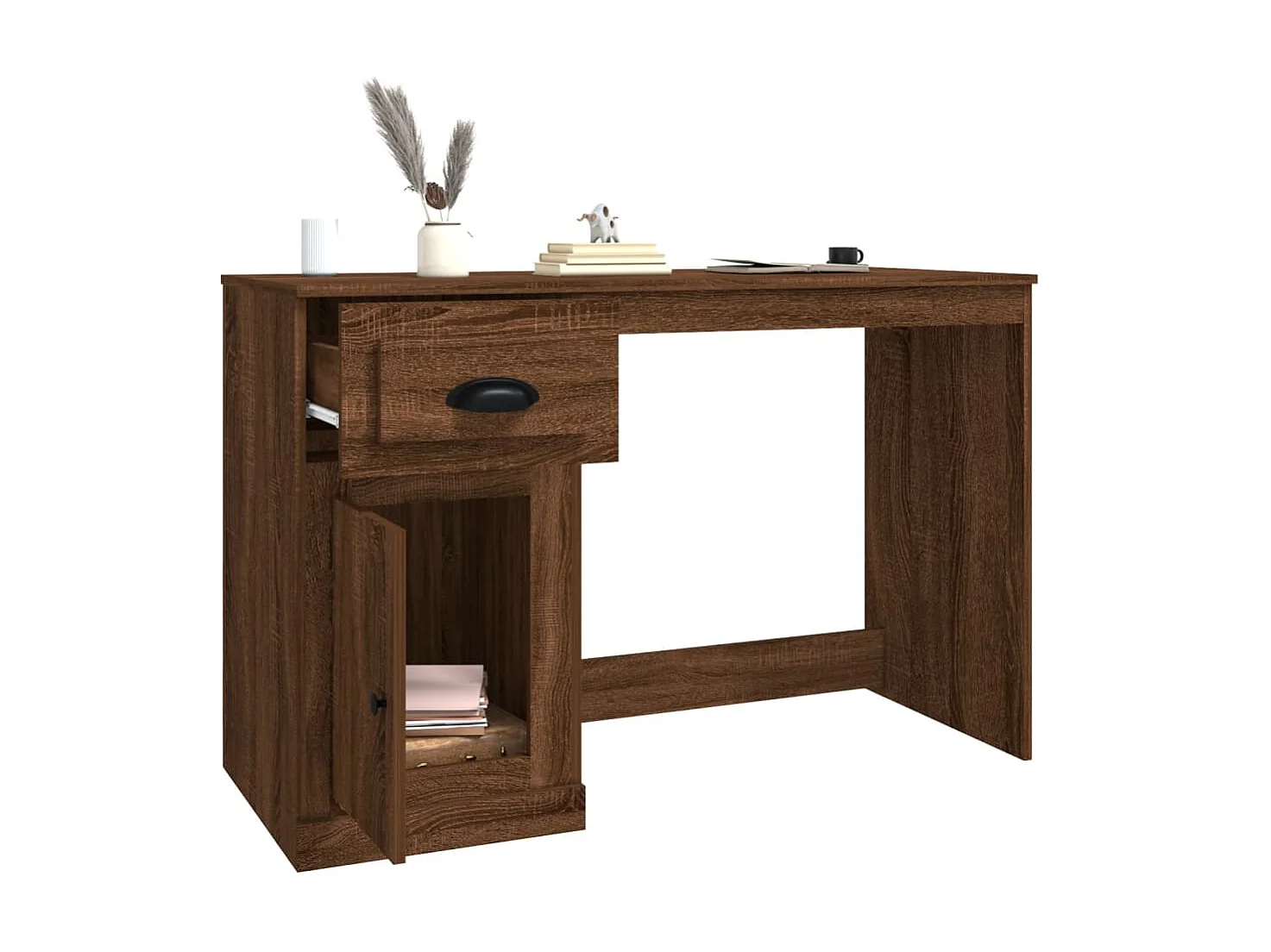 Bureau met lade 115x50x75 cm bewerkt hout bruin eikenkleur NL168127