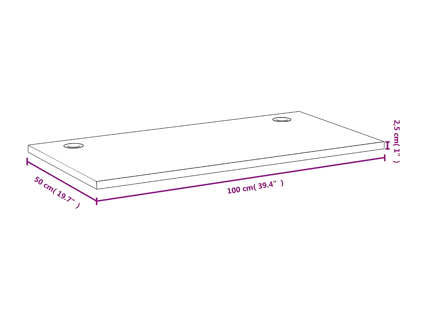 Bureau 100x50x2,5 cm bambou WVGQ5061