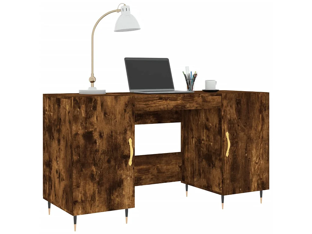 Bureau chêne fumé 140x50x75 cm bois d'ingénierie WVGQ9329