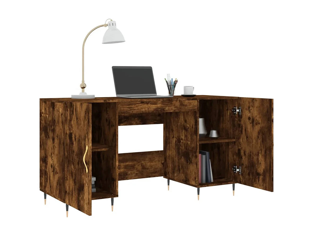 Bureau chêne fumé 140x50x75 cm bois d'ingénierie WVGQ9329