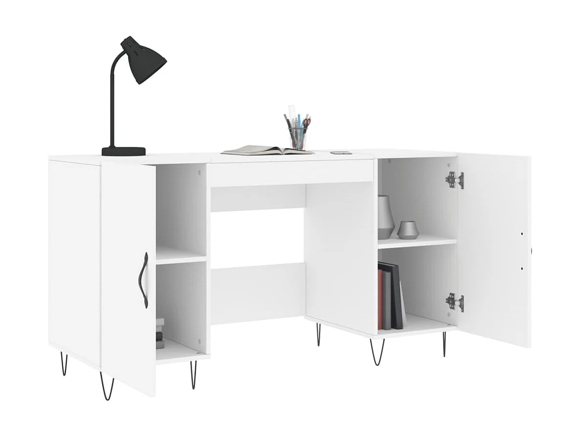 Bureau blanc 140x50x75 cm bois d'ingénierie WVGQ6977