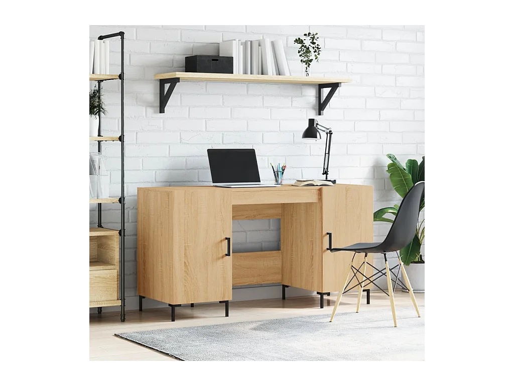 Bureau chêne sonoma 140x50x75 cm bois d'ingénierie WVGQ5503