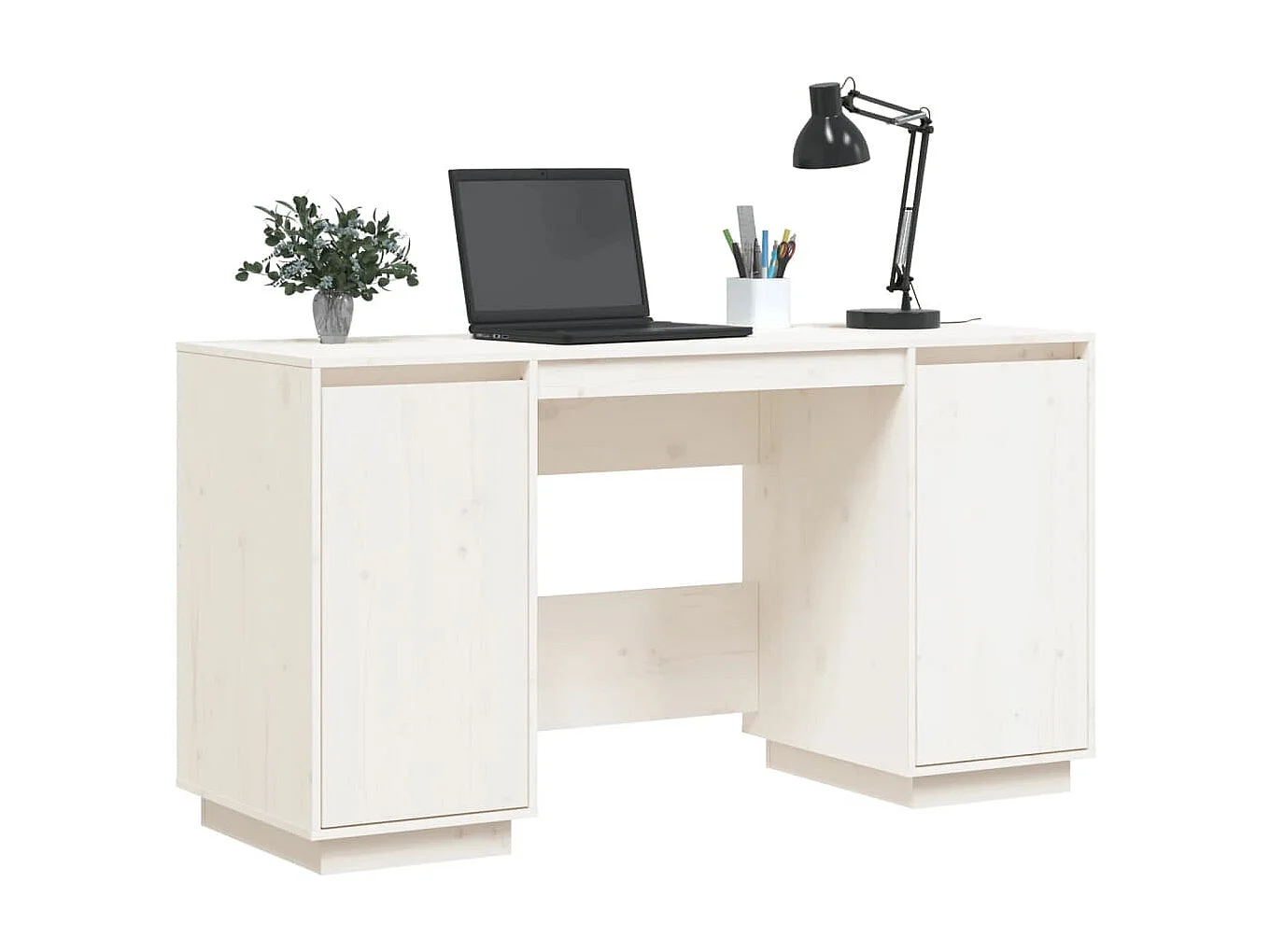Bureau blanc 140x50x75 cm bois massif de pin WVGQ8382