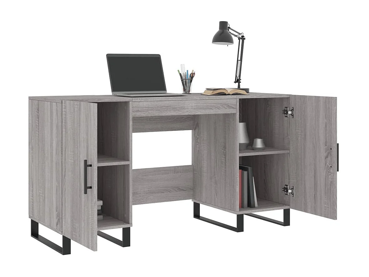 Bureau 140x50x75 cm bewerkt hout grijs sonoma eikenkleurig NL164642