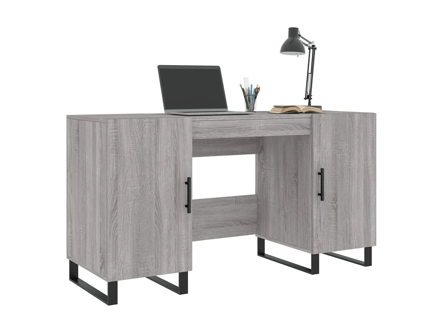 Escritorio madera de ingeniería gris Sonoma 140x50x75 cm ES429400