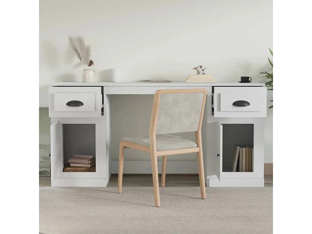 Bureau avec armoire blanc bois d'ingénierie WVGQ9587
