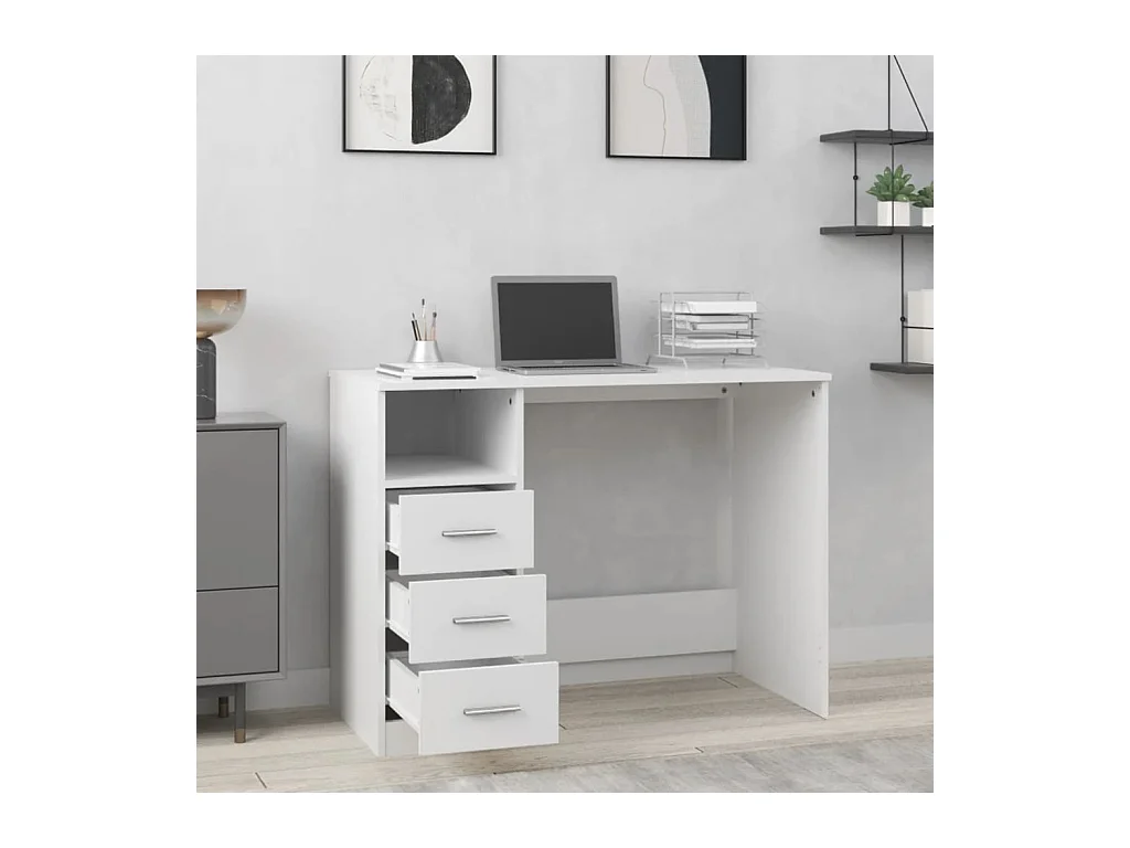 Escritorio cajones madera contrachapada blanco 102x50x76 cm ES651359