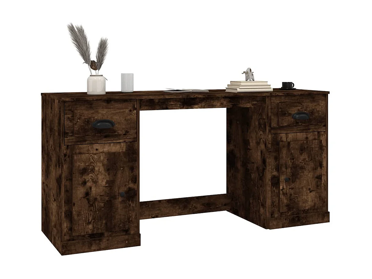 Bureau avec armoire chêne fumé bois d'ingénierie WVGQ8968