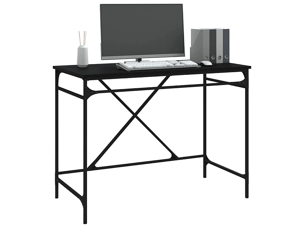 Escritorio de hierro y madera contrachapada negro 100x50x75 cm ES924805