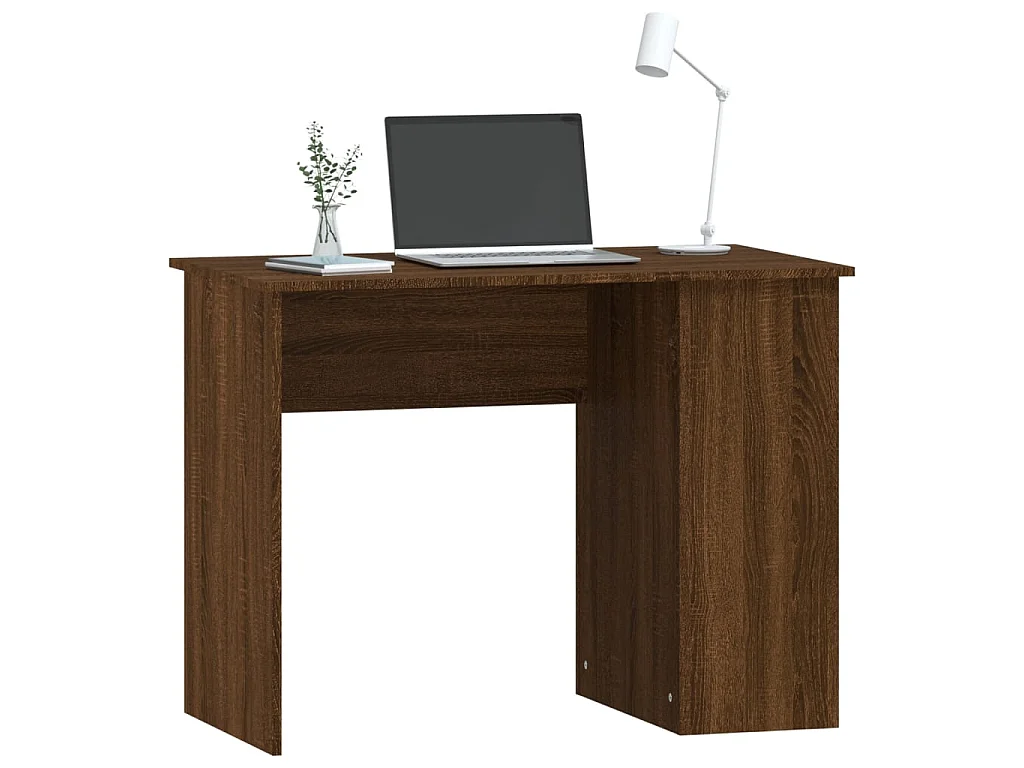 Escritorio de madera contrachapada marrón roble 100x55x75 cm ES759659
