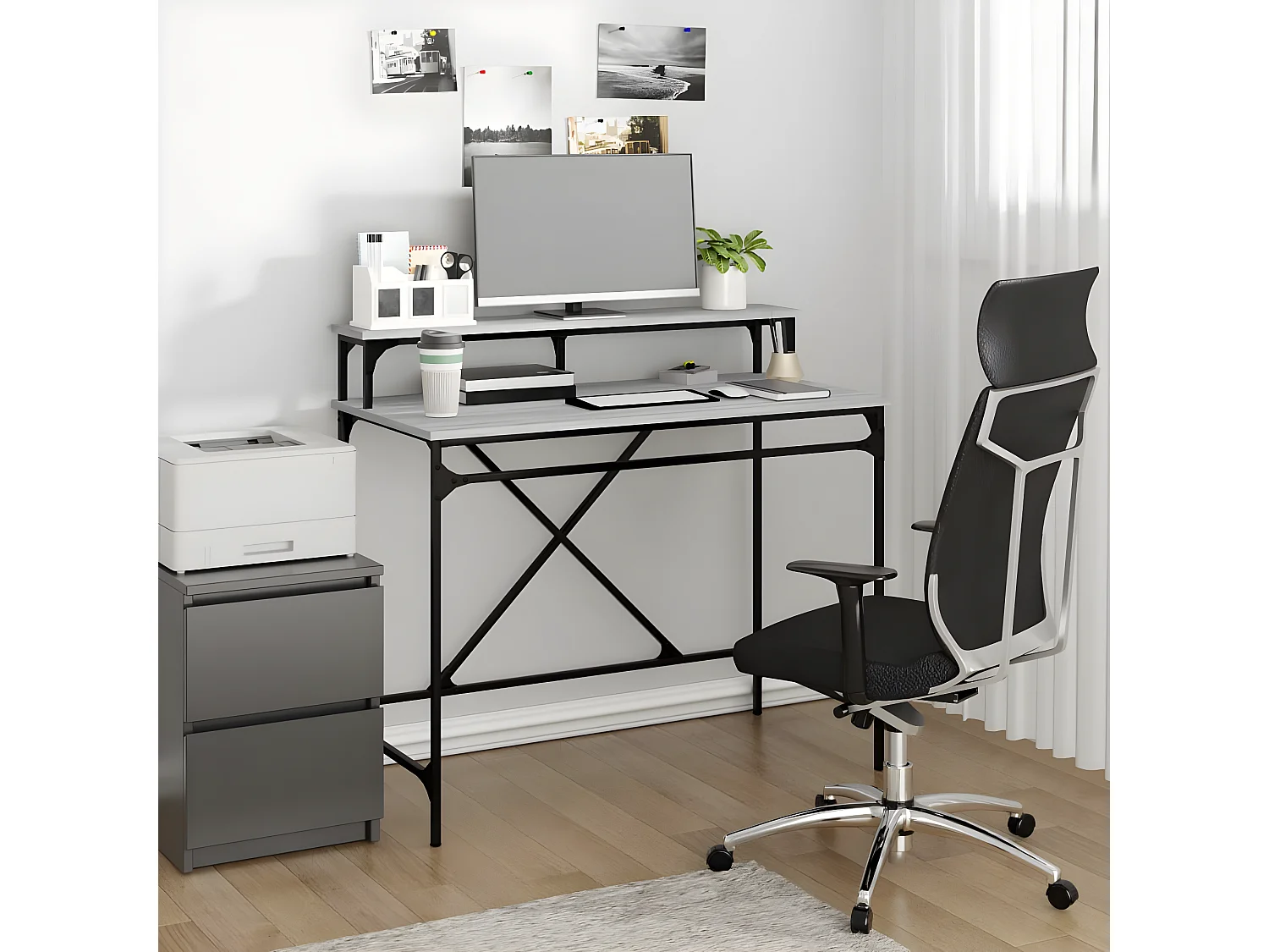 Bureau sonoma gris 100x50x90 cm bois d'ingénierie et fer WVGQ5008