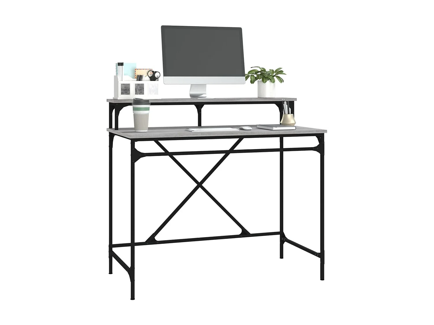 Bureau sonoma gris 100x50x90 cm bois d'ingénierie et fer WVGQ5008