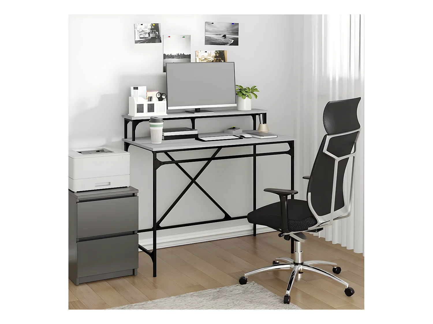 Bureau sonoma gris 100x50x90 cm bois d'ingénierie et fer WVGQ5008