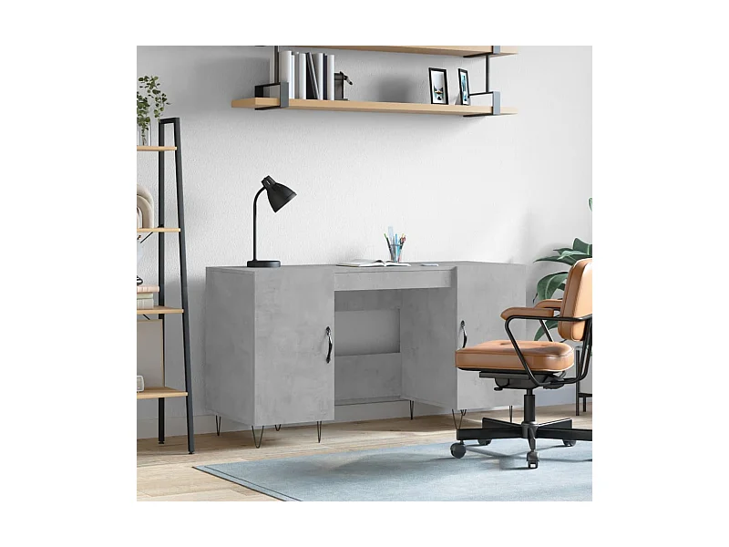 Bureau gris béton 140x50x75 cm bois d'ingénierie WVGQ5804