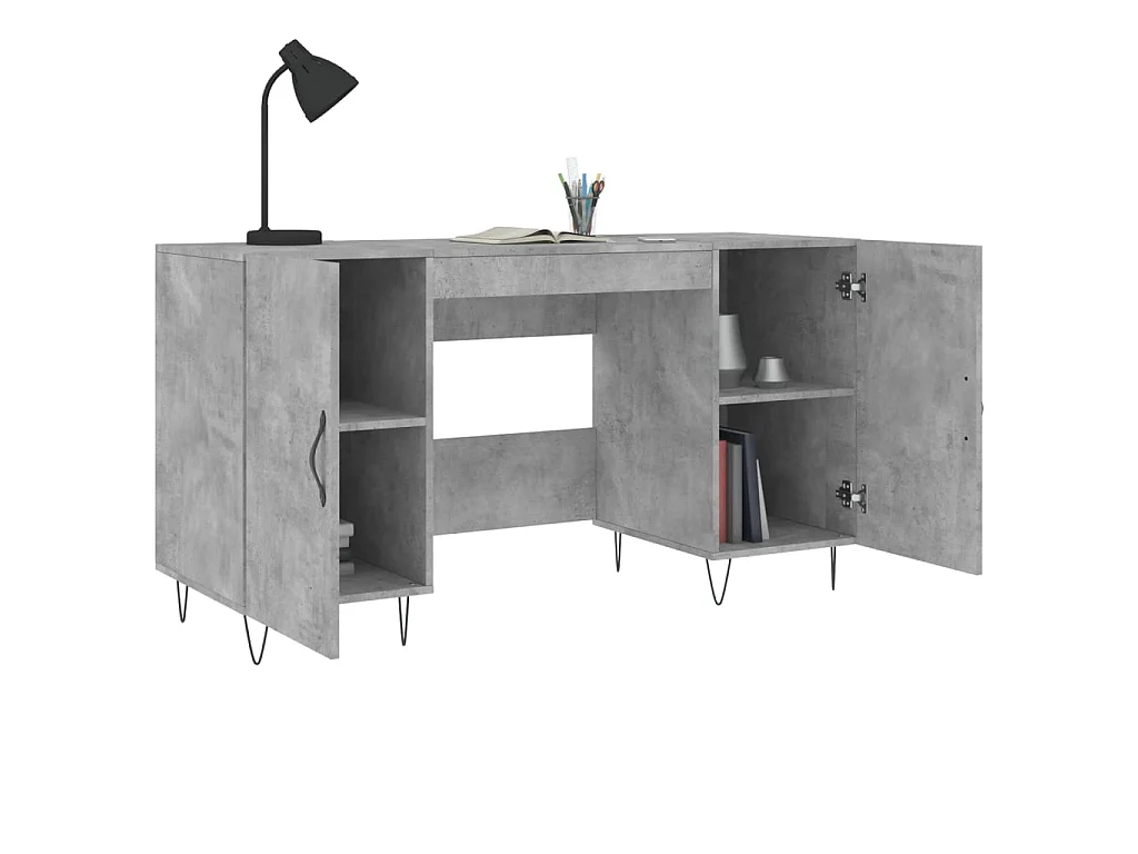 Bureau gris béton 140x50x75 cm bois d'ingénierie WVGQ5804