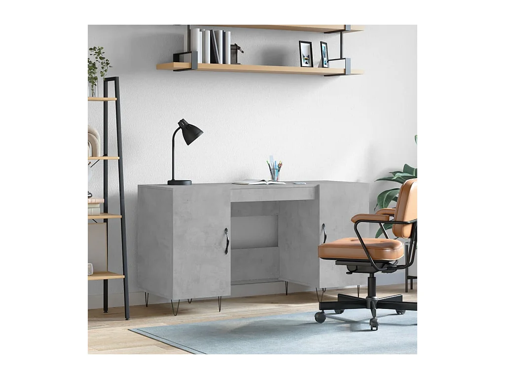 Bureau gris béton 140x50x75 cm bois d'ingénierie WVGQ5804