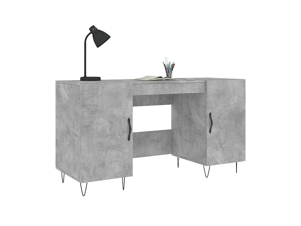 Bureau gris béton 140x50x75 cm bois d'ingénierie WVGQ5804