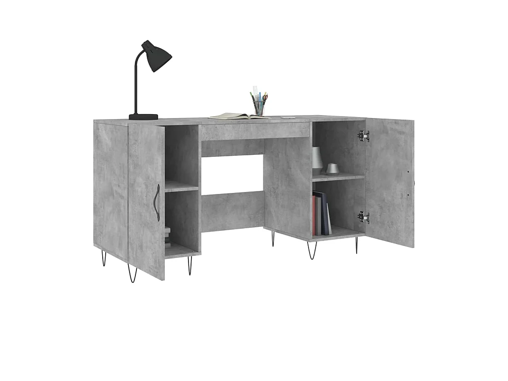 Bureau gris béton 140x50x75 cm bois d'ingénierie WVGQ5804