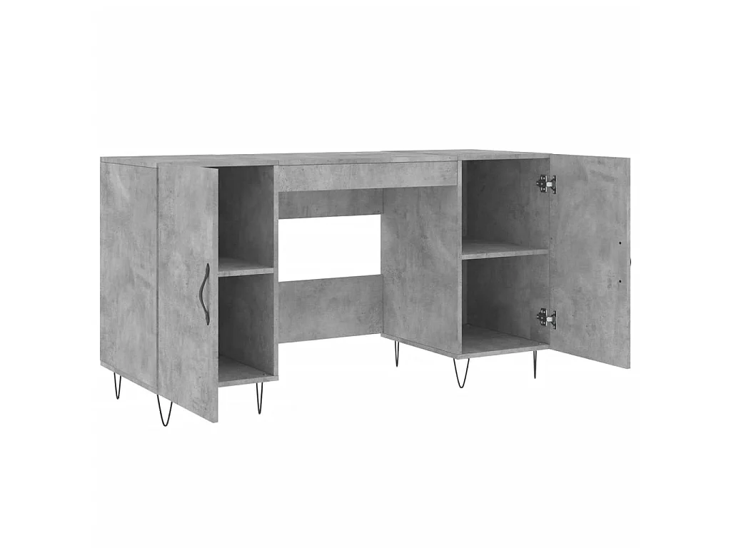 Bureau gris béton 140x50x75 cm bois d'ingénierie WVGQ5804