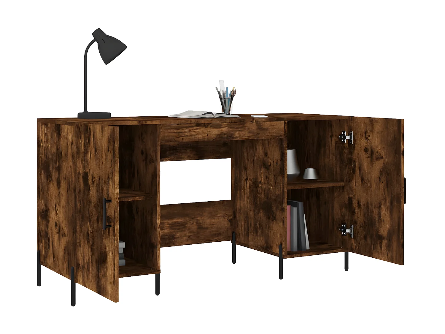 Bureau chêne fumé 140x50x75 cm bois d'ingénierie WVGQ6819
