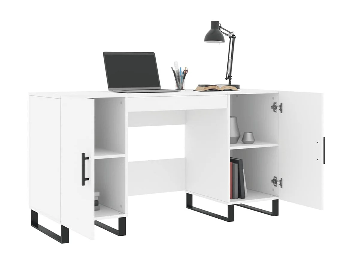 Bureau blanc 140x50x75 cm bois d'ingénierie WVGQ6609