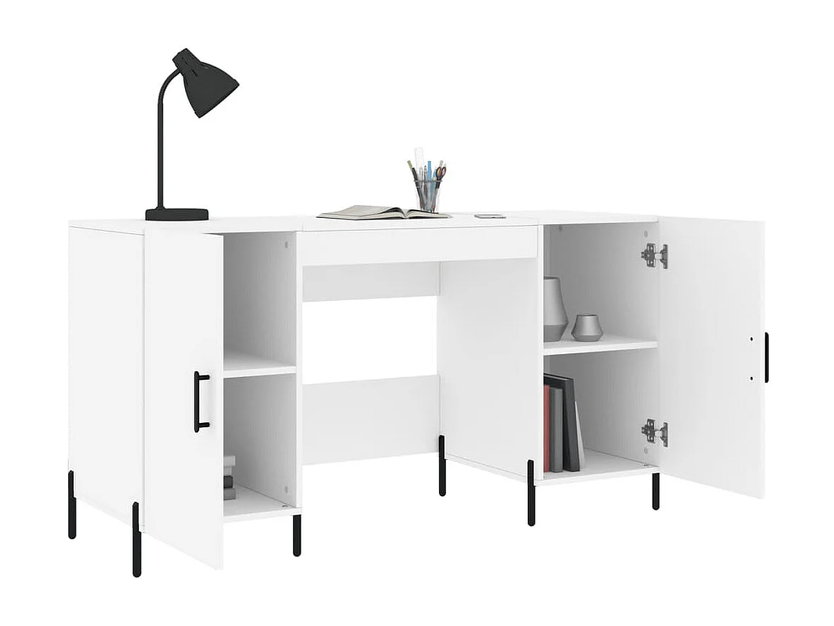 Bureau blanc 140x50x75 cm bois d'ingénierie WVGQ1191