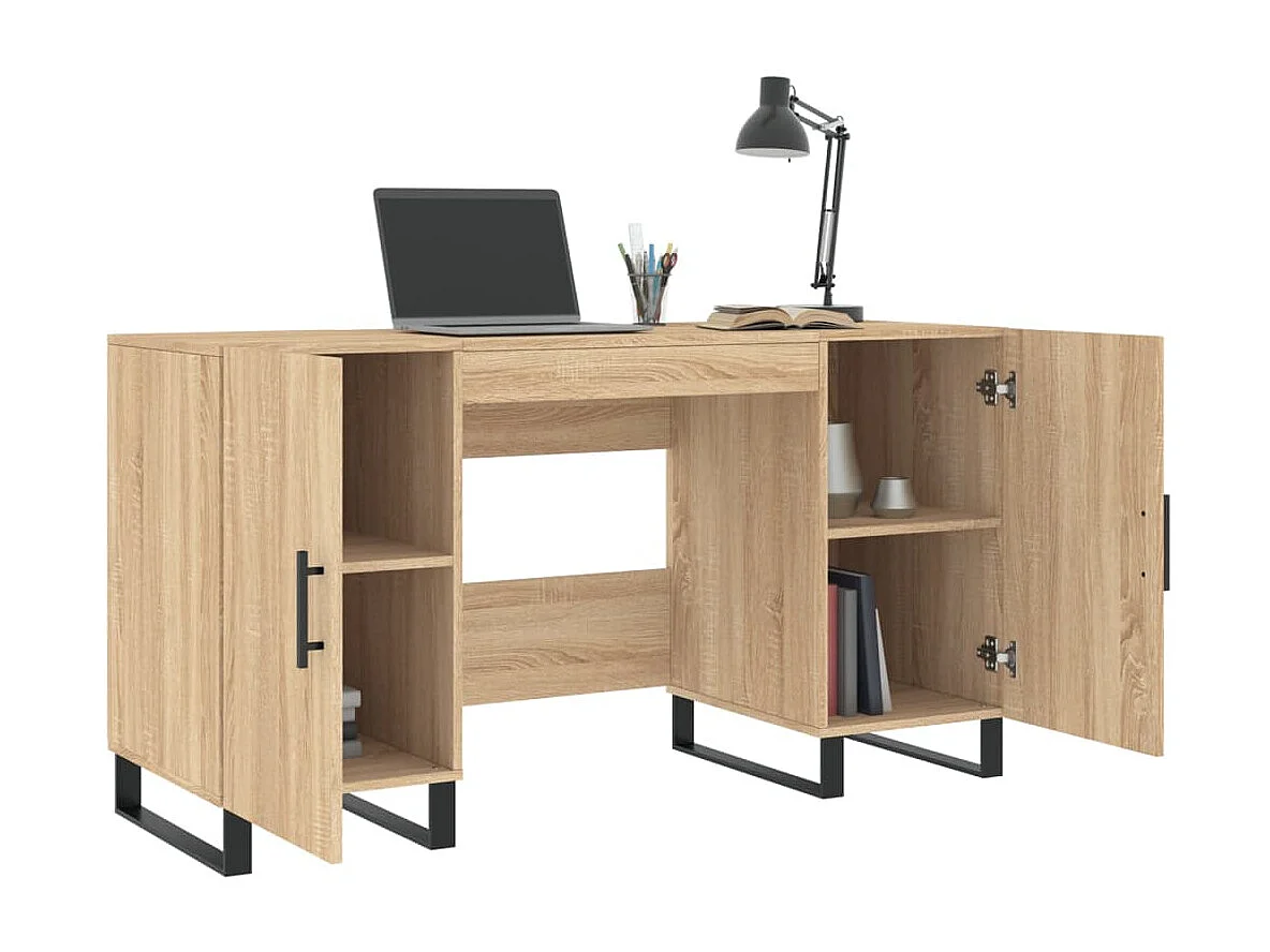 Bureau chêne sonoma 140x50x75 cm bois d'ingénierie WVGQ8140