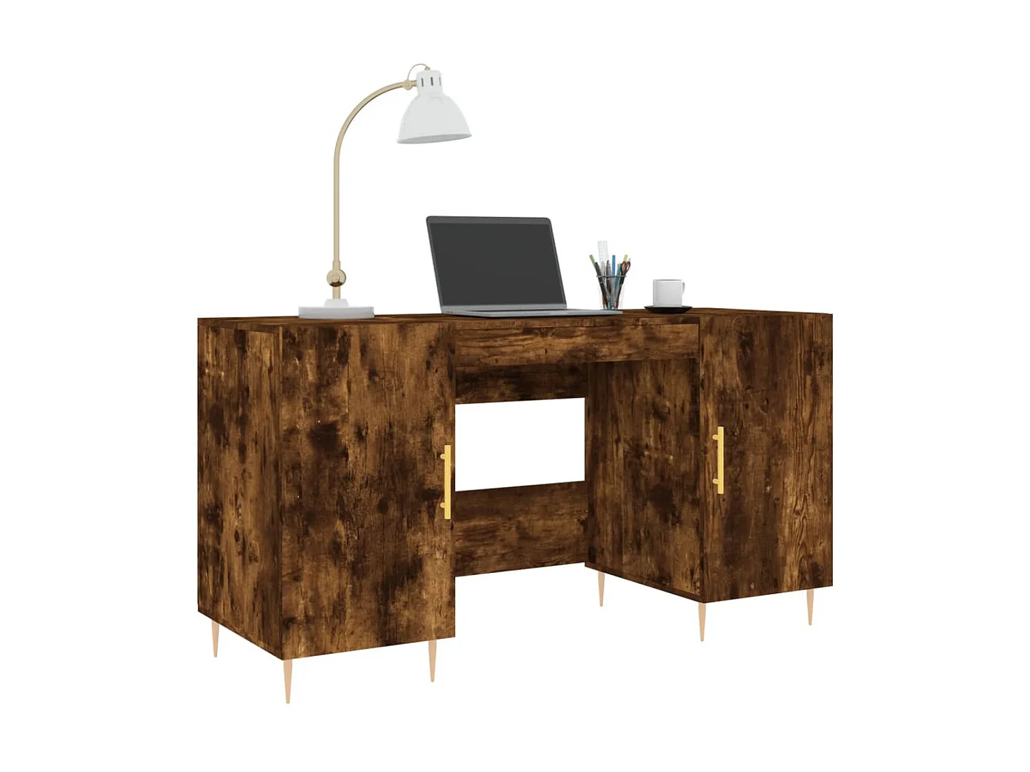 Bureau 140x50x75 cm bewerkt hout gerookt eikenkleurig NL645711