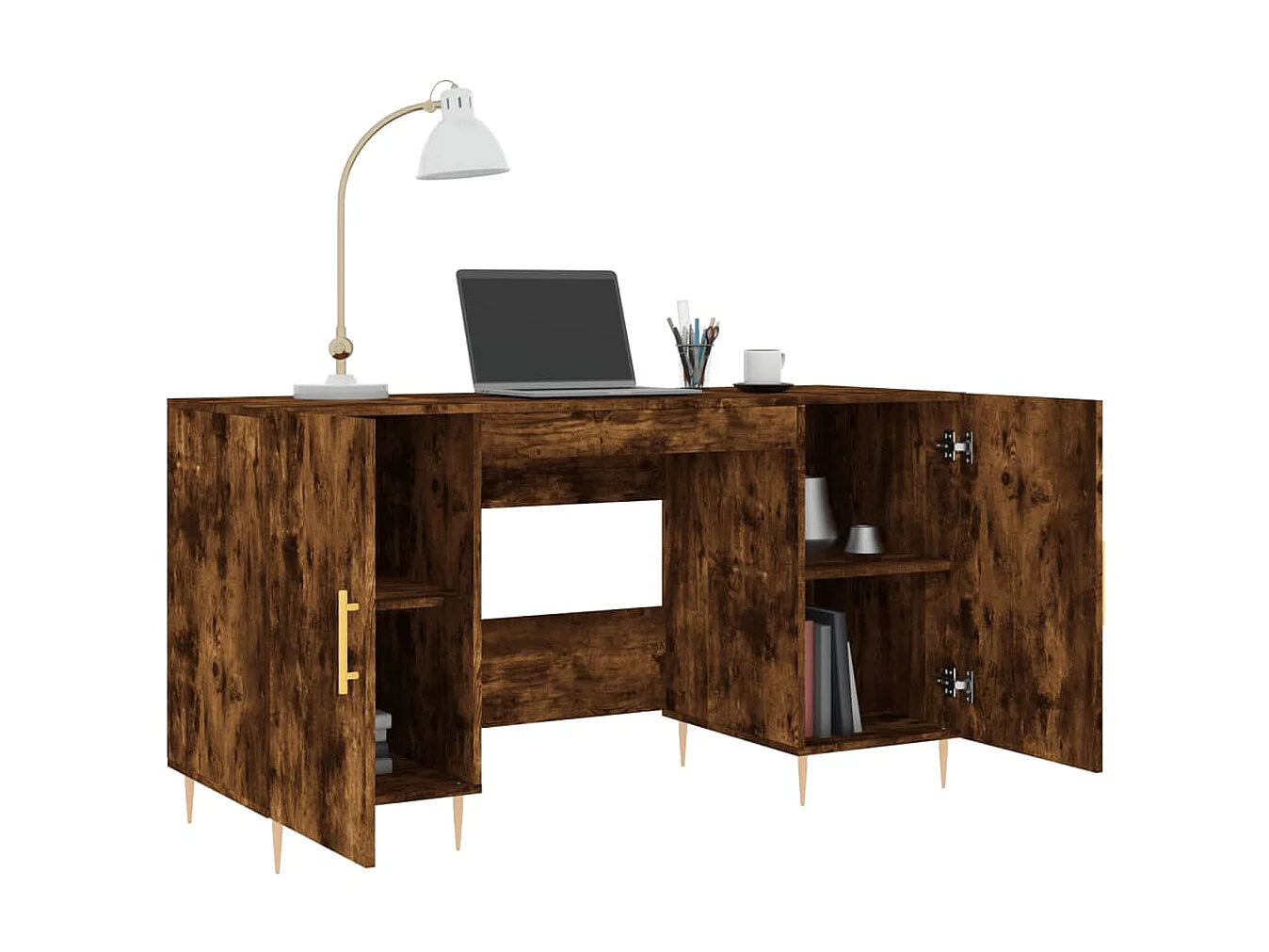 Bureau 140x50x75 cm bewerkt hout gerookt eikenkleurig NL645711