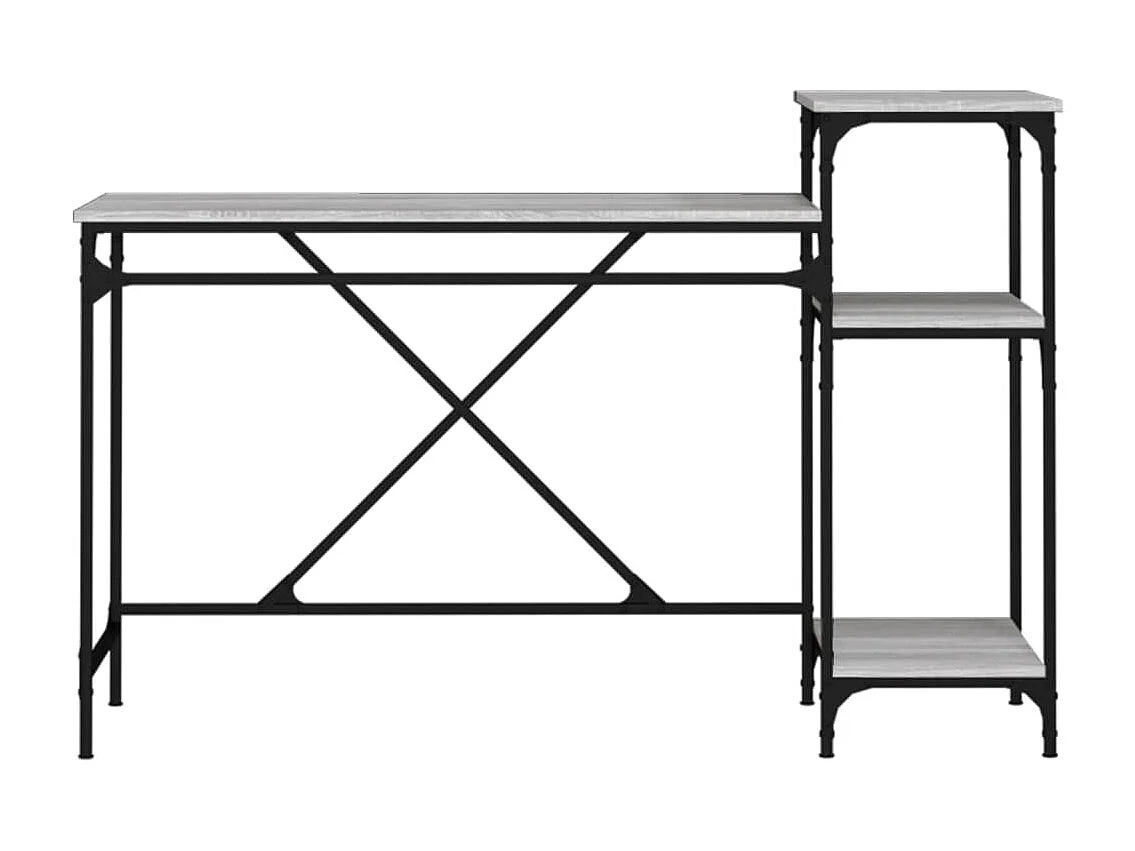 Bureau et étagères sonoma gris 135x50x90 cm bois ingénierieoufer PEWV12969