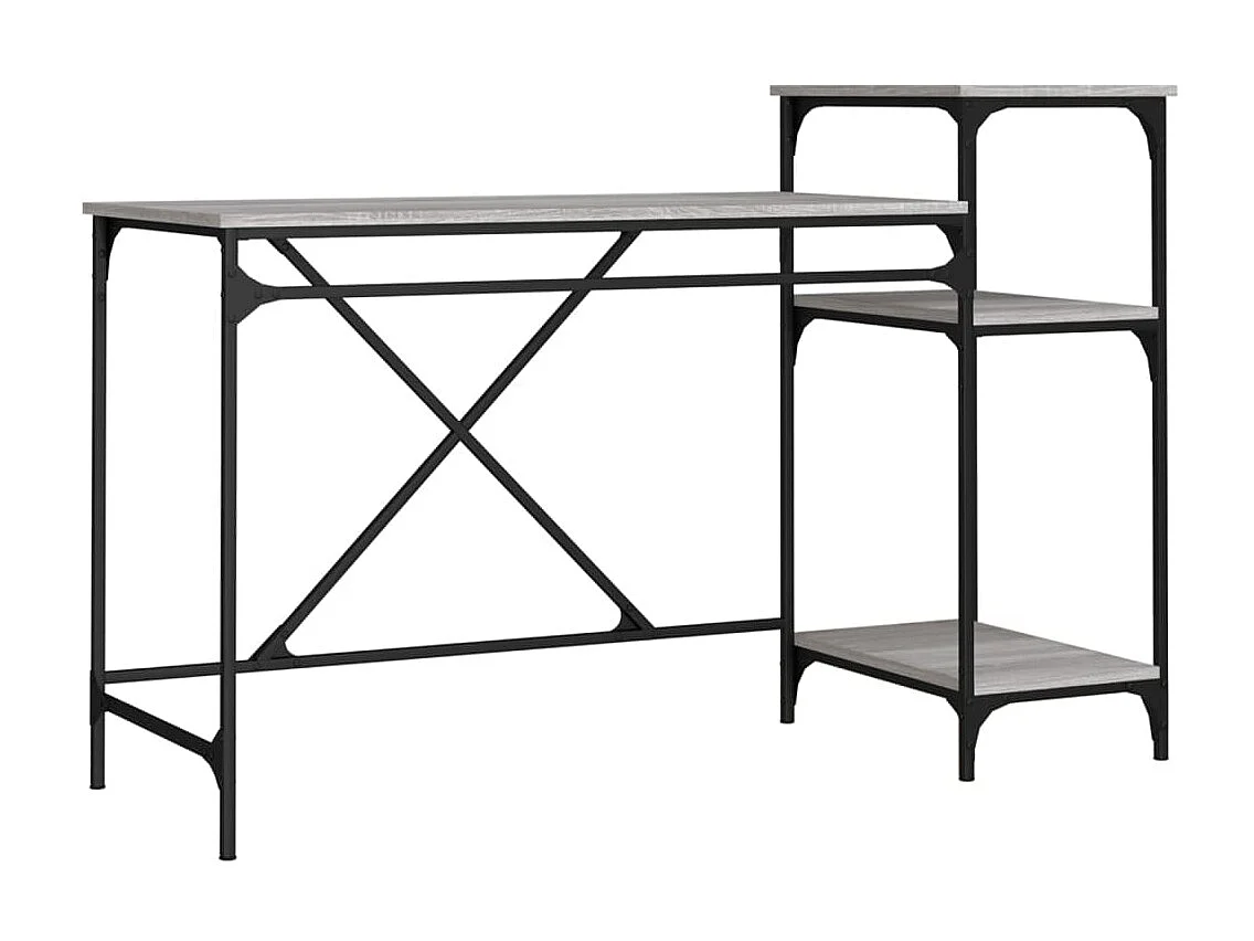 Bureau et étagères sonoma gris 135x50x90 cm bois ingénierieoufer PEWV12969