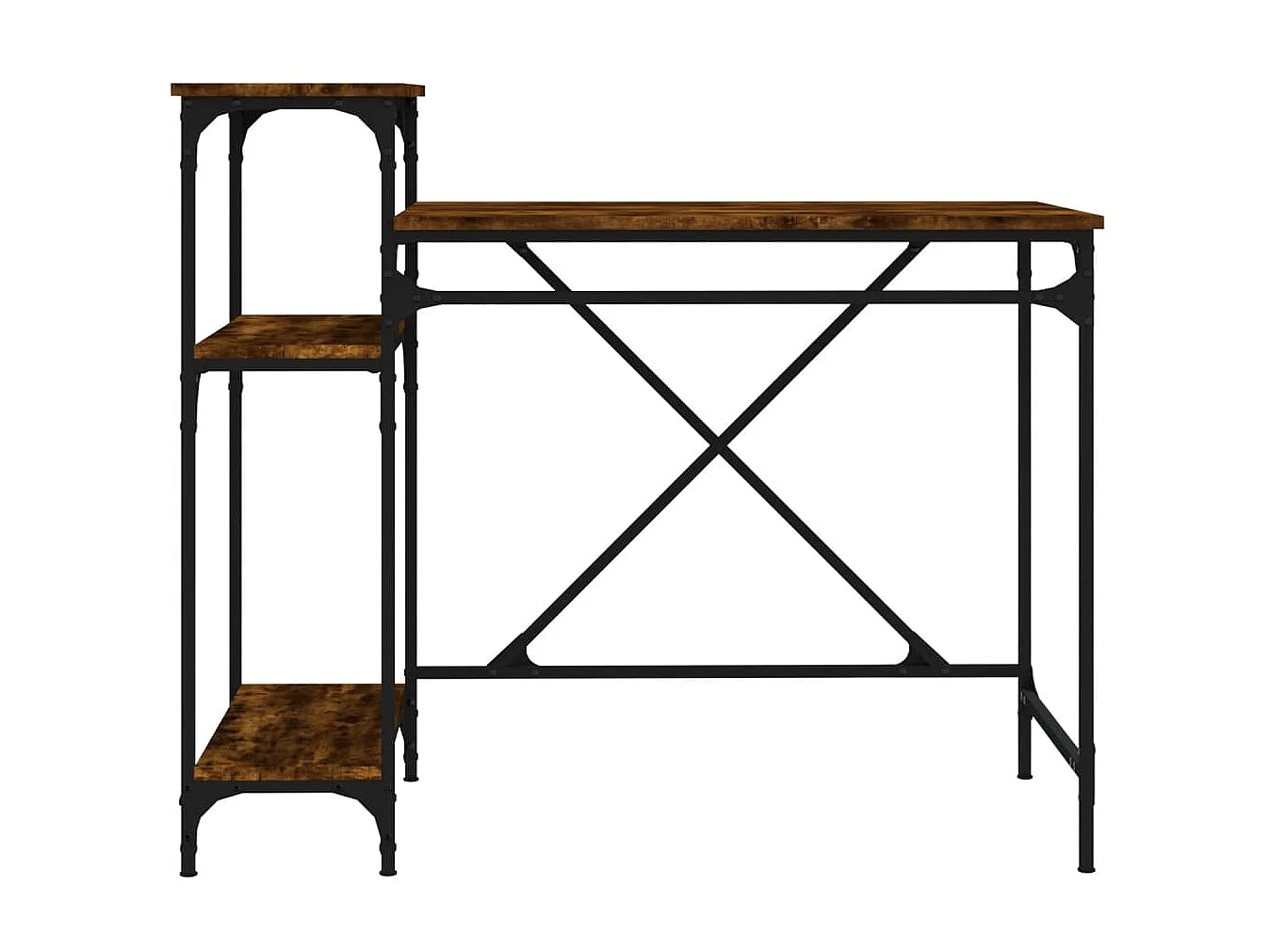 Bureau avec étagères chêne 105x50x90 cmbois d'ingénierie et fer WVGQ3071