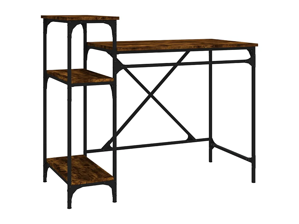 Bureau avec étagères chêne 105x50x90 cmbois d'ingénierie et fer WVGQ3071