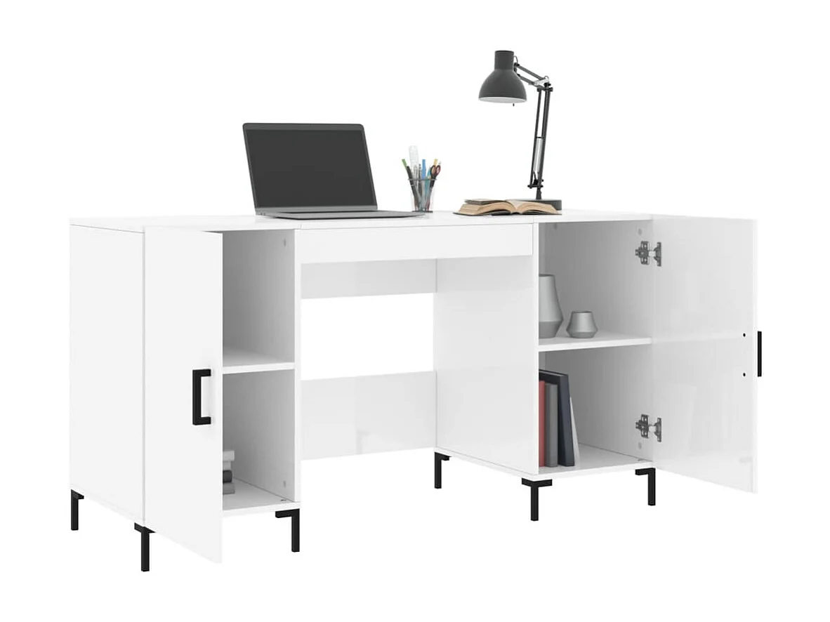 Bureau Blanc brillant 140x50x75 cm Bois d'ingénierie WVGQ1412