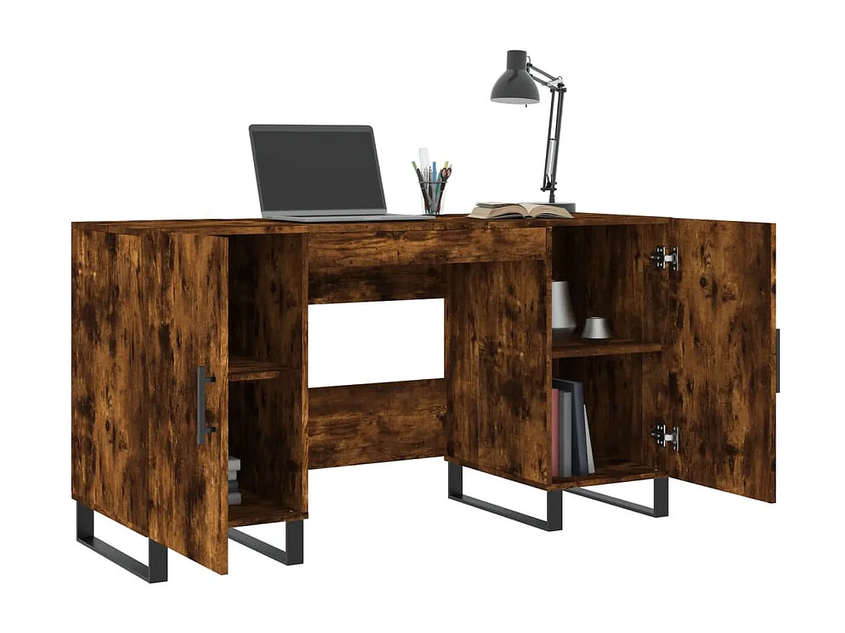 Bureau chêne fumé 140x50x75 cm bois d'ingénierie WVGQ7460