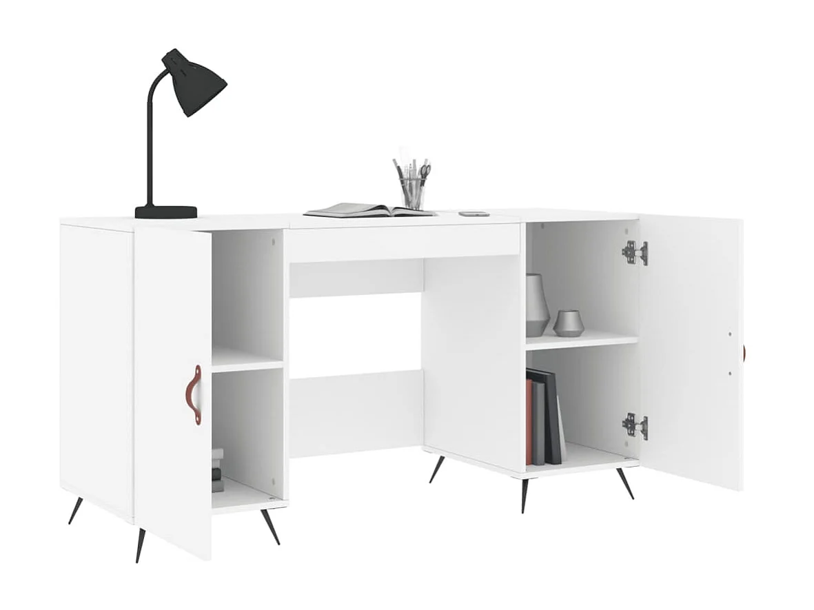 Bureau blanc 140x50x75 cm bois d'ingénierie WVGQ2882