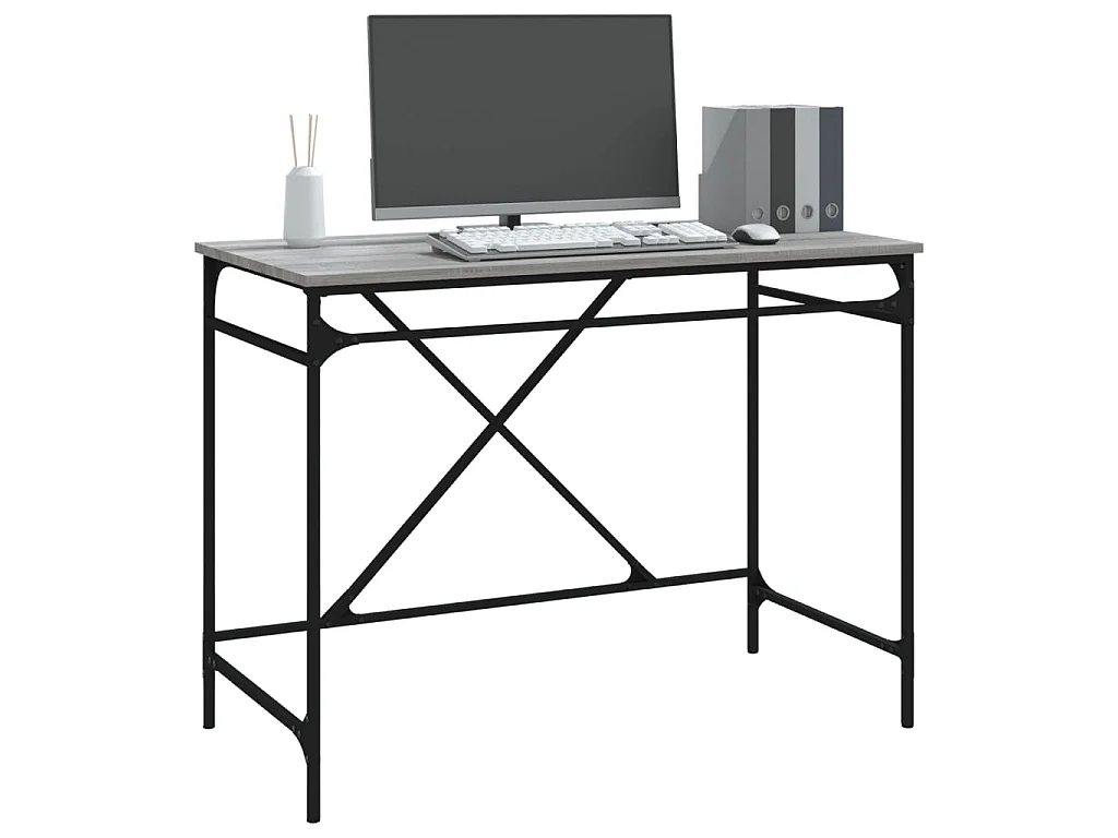 Bureau sonoma gris 100x50x75 cm bois d'ingénierie et fer WVGQ9587