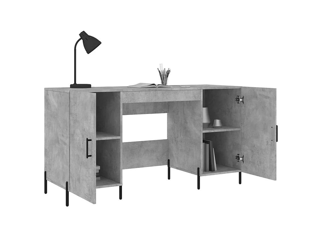 Bureau gris béton 140x50x75 cm bois d'ingénierie WVGQ4309