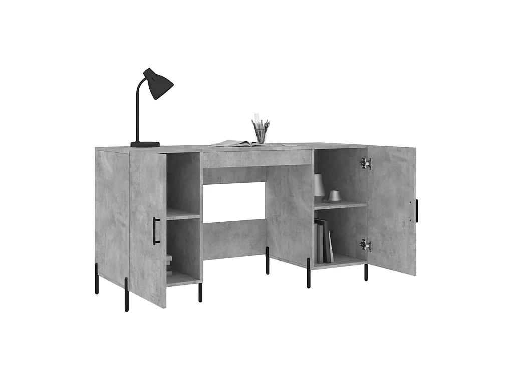 Bureau gris béton 140x50x75 cm bois d'ingénierie WVGQ4309