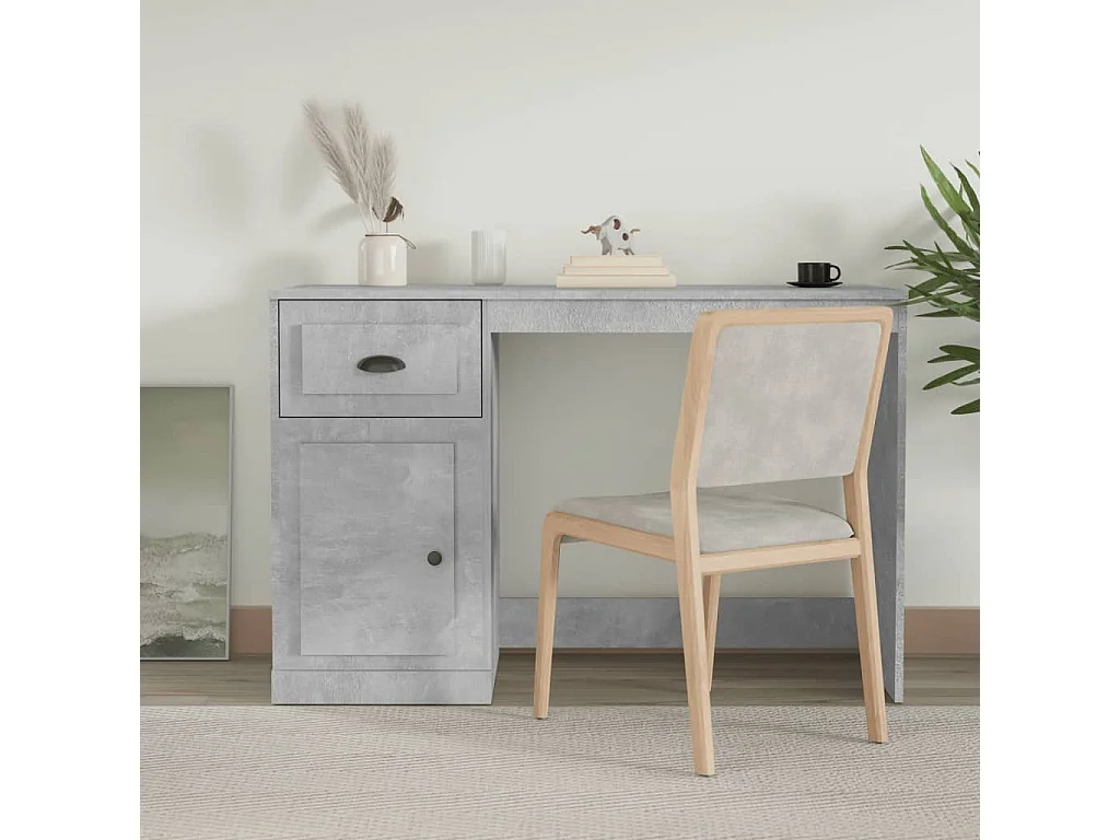 Bureau avec tiroir gris béton 115x50x75 cm bois d'ingénierie WVGQ7427
