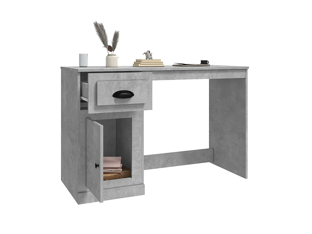 Bureau avec tiroir gris béton 115x50x75 cm bois d'ingénierie WVGQ7427