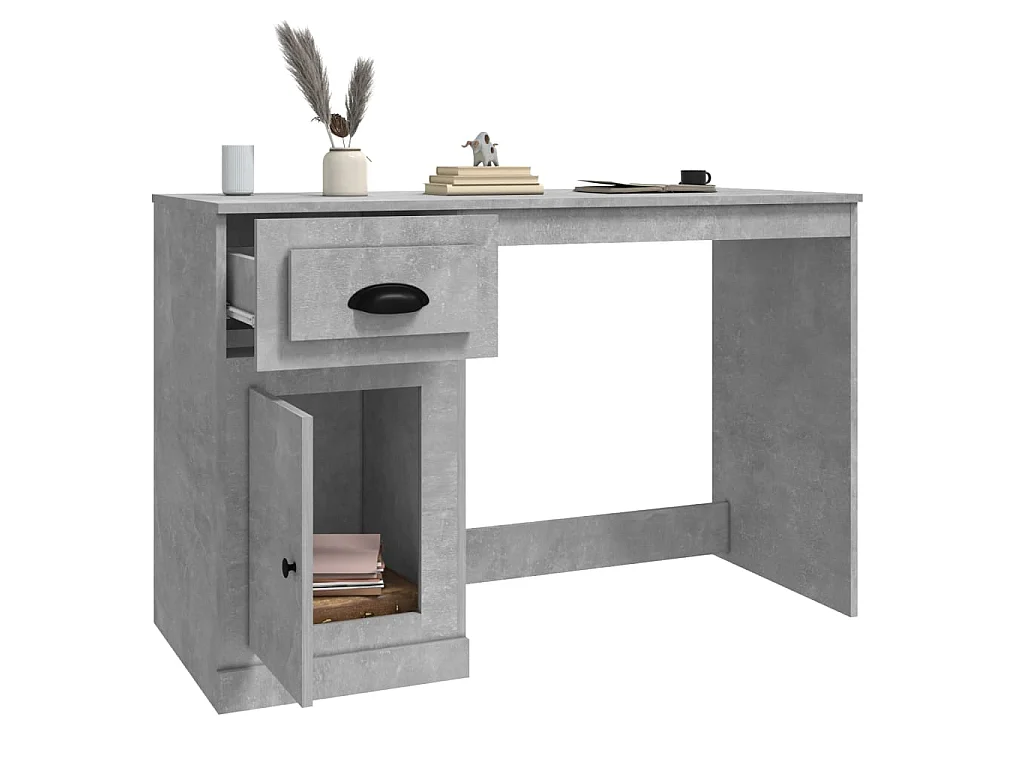 Bureau avec tiroir gris béton 115x50x75 cm bois d'ingénierie WVGQ7427