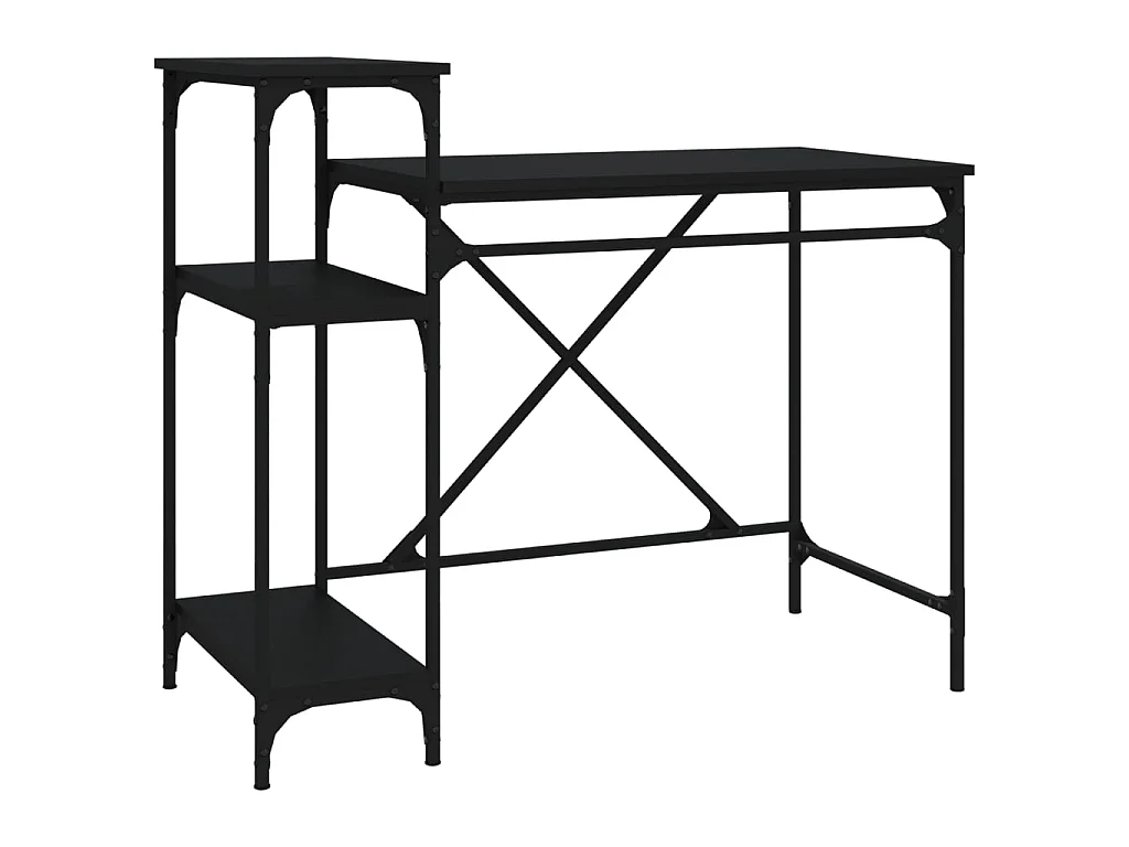 Escritorio con estantes madera contrachapada negro 105x50x90 cm ES230724