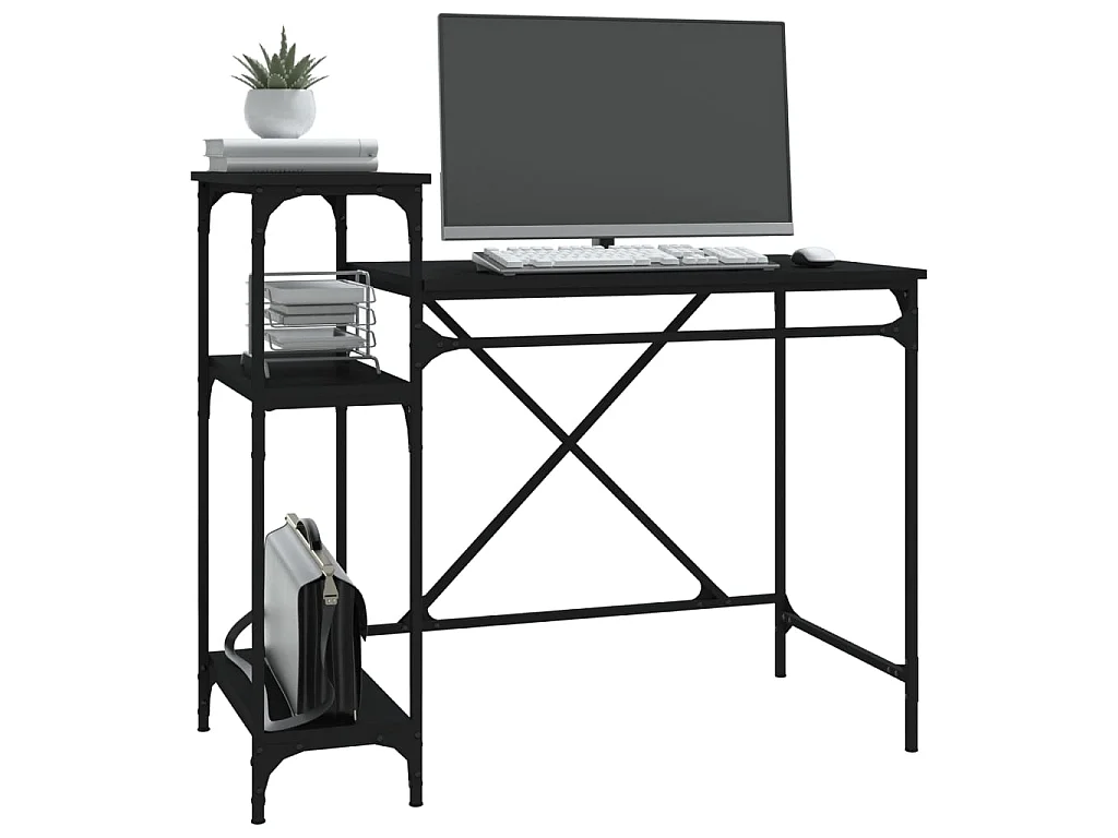 Escritorio con estantes madera contrachapada negro 105x50x90 cm ES230724