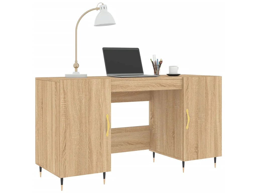 Bureau chêne sonoma 140x50x75 cm bois d'ingénierie WVGQ8608