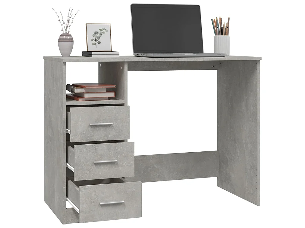 Bureau met lades 102x50x76 cm bewerkt hout betongrijs NL781629