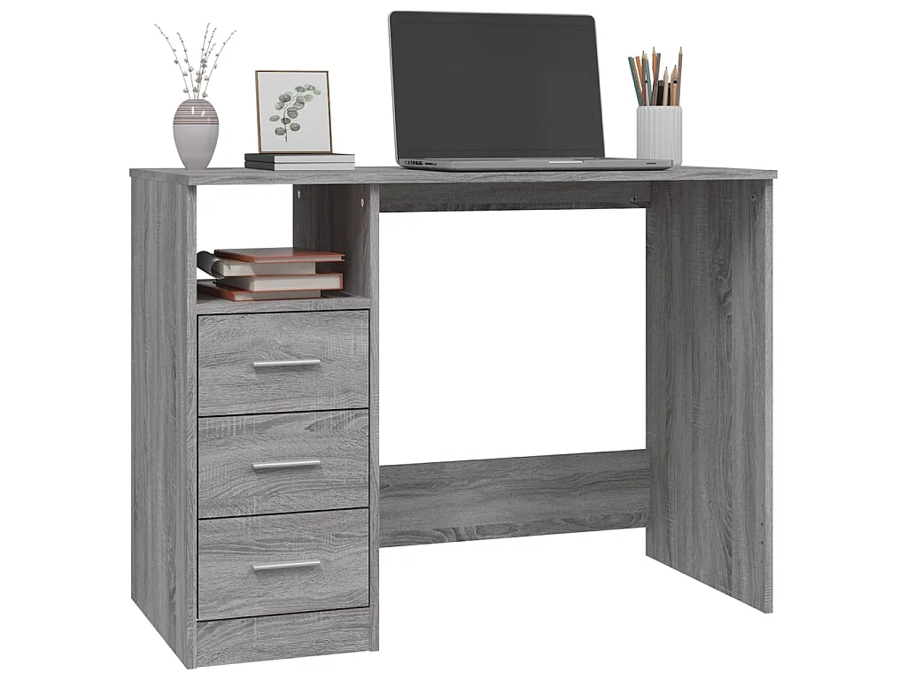 Bureau avec tiroirs Sonoma gris 102x50x76 cm Bois d'ingénierie WVGQ8439